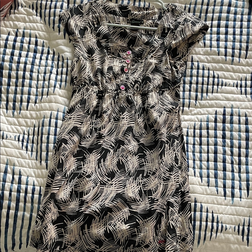 Ezekiel Black and White Mini Dress with Abstract Print